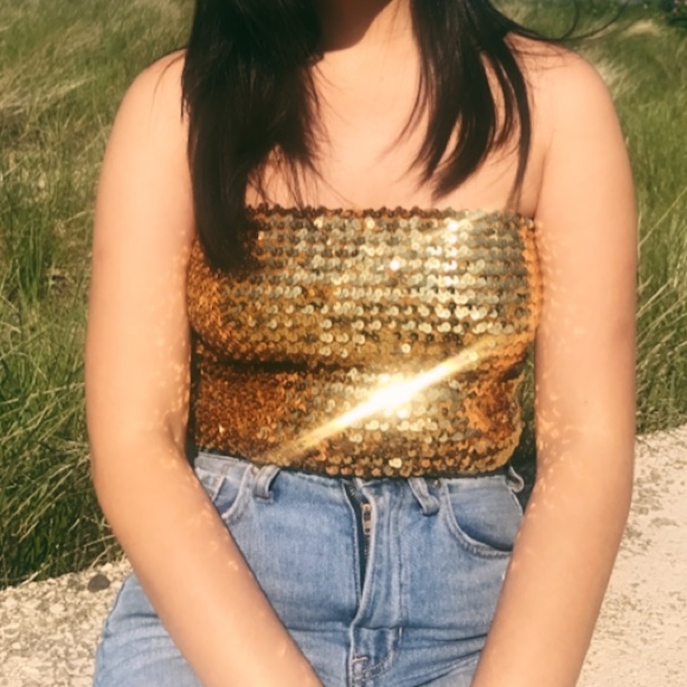 Gold Sequin Tube Top